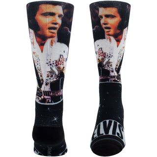 Elvis Presley Crew Socks: Mic Sublimation (Black) (UK Size 6.5 - 11)