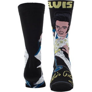 Elvis Presley Crew Socks: Cartoon (Black)