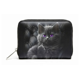 Spiral Zip Top Purse: Cattitude (Black)