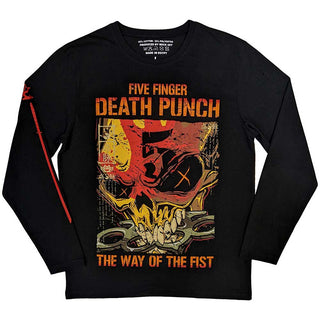 Five Finger Death Punch Unisex Long Sleeve T-Shirt: F8 World Tour 2020 (Black) (Back & Sleeve Print)