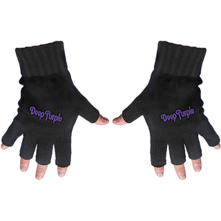 Deep Purple Fingerless Gloves: Logo (Black)