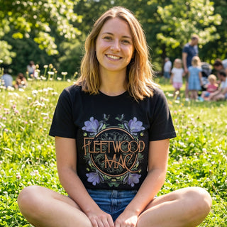 Fleetwood Mac Premium Carbon T-Shirt: Circle Floral (Black)
