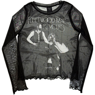 Fleetwood Mac Ladies Long Sleeve Mesh Crop Top: Rumours (Black)