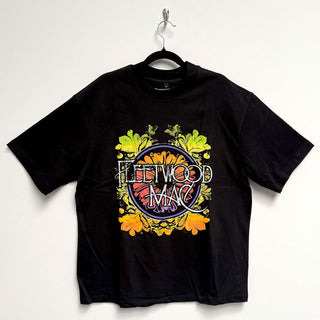 Fleetwood Mac Oversized T-Shirt: Circle Floral Logo (Black)