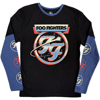 Foo Fighters Layered Long Sleeve T-Shirt: Comet (Black & Denim Blue) (Sleeve Print)