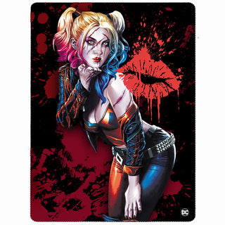 DC Comics Fleece Blanket: Harley Quinn Kiss (Black) (Double Sided)