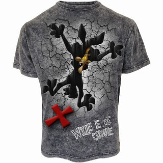 Looney Tunes Acid Wash T-Shirt: Coyote Missed The Spot (Black & Grey)