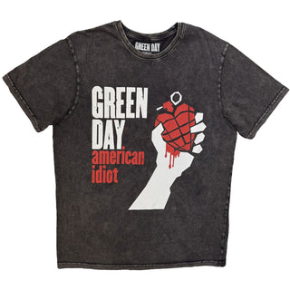 Green Day Stone Wash T-Shirt: American Idiot (Charcoal Grey)