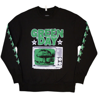 Green Day Unisex Sweatshirt: TV Explosion (Sleeve Print)