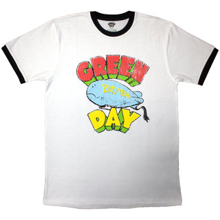 Green Day Ringer T-Shirt: Bad Year Blimp (White)