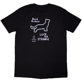 David Gilmour Unisex T-Shirt: Luck & Strange Black Cat Strat (Black) (Back Print & Ex-Tour)
