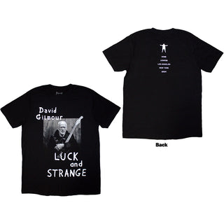 David Gilmour Unisex T-Shirt: Luck & Strange Portrait (Black) (Back Print & Ex-Tour)