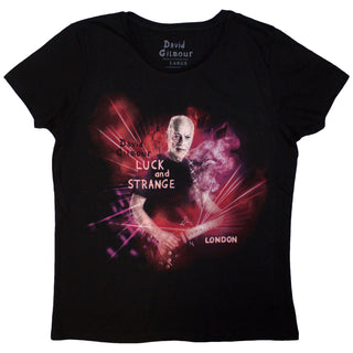 David Gilmour Ladies T-Shirt: Luck & Strange London (Black) (Back Print & Ex-Tour)