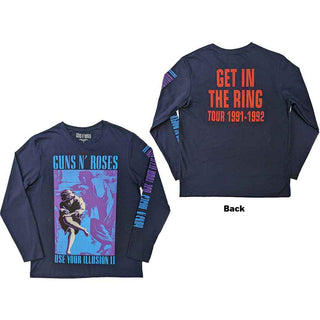 Guns N' Roses Unisex Long Sleeve T-Shirt: Get In The Ring Tour '91-'92 (Back & Sleeve Print)