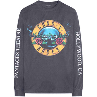 Guns N' Roses Unisex Long Sleeve T-Shirt: Hollywood Tour (Charcoal Grey) (Back & Sleeve Print)