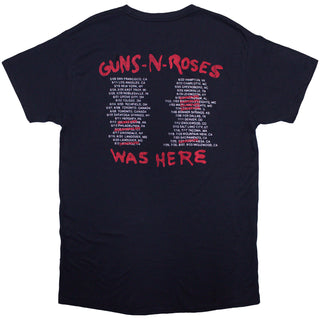 Guns N' Roses Unisex T-Shirt: Was Here (Navy Blue) (Back Print)