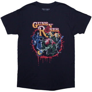 Guns N' Roses Unisex T-Shirt: Was Here (Navy Blue) (Back Print)