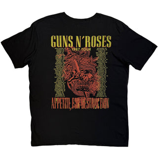 Guns N' Roses T-Shirt: Skeleton 1987 Tour (Black) (Back Print)