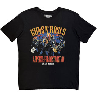 Guns N' Roses T-Shirt: Skeleton 1987 Tour (Black) (Back Print)