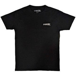 Gorillaz Unisex T-Shirt: Pocket Spray - George Group (Black) (Back Print)