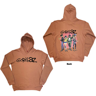 Gorillaz Unplugged Pullover Hoodie: Group Circle Rise (Pink) (Back Print)