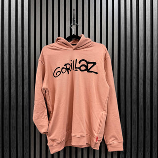 Gorillaz Unplugged Pullover Hoodie: Group Circle Rise (Pink) (Back Print)