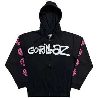 Gorillaz Zipped Hoodie: Repeat Pazuzu (Charcoal Grey)