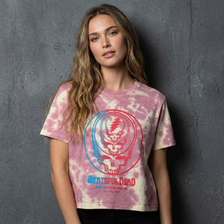 Grateful Dead Ladies Crop Top: Concentric Skulls (Wash Collection)