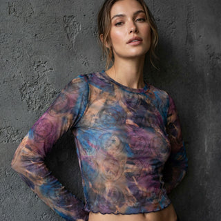 Grateful Dead Ladies Long Sleeve T-Shirt: Stealy AOP (Mesh)