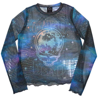 Grateful Dead Ladies Long Sleeve T-Shirt: Stealy Glitter Ball (Mesh)