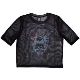 Grateful Dead Ladies Crop Top: Stealy Glitter Ball (Mesh)