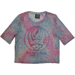 Grateful Dead Ladies Crop Top: Concentric Skulls (Mesh)