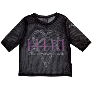 HIM Ladies Crop Top: Heartagram & Logo (Mesh)