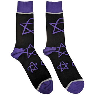 HIM Unisex Ankle Socks: Purple Heartagrams