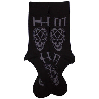 HIM Unisex Ankle Socks: Heartagram Skull (Black) (UK Size 7 - 11)