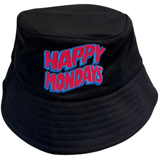 Happy Mondays Bucket Hat: Wavy Logo (Black)