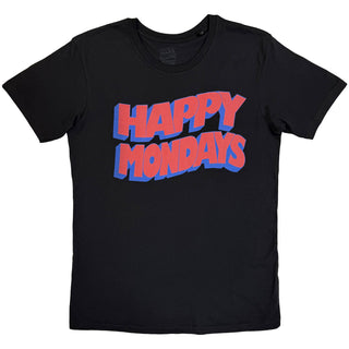 Happy Mondays T-Shirt: Wavy Logo (Black)