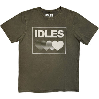 Idles Stone Wash T-Shirt: Gradient Heart (Green)