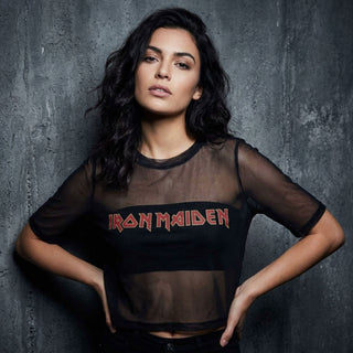Iron Maiden Ladies Mesh Crop Top: Logo (Black)