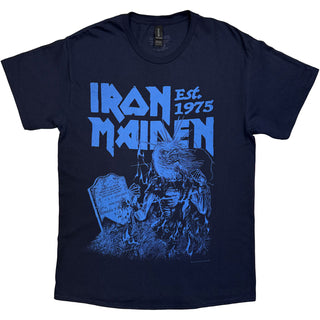 Iron Maiden T-Shirt: Est. 1975 Life After Death Stamp (Navy Blue)