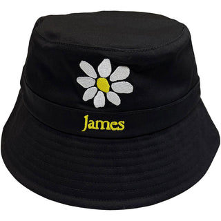 James Bucket Hat: Yellow Logo White Daisy (Black)