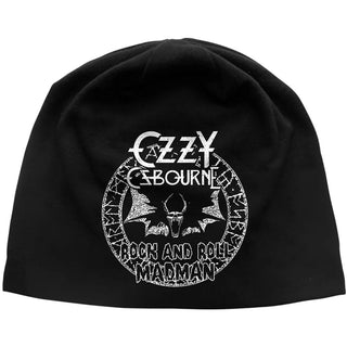 Ozzy Osbourne  Beanie Hat: Rock N Roll Madman JD Print (Black)