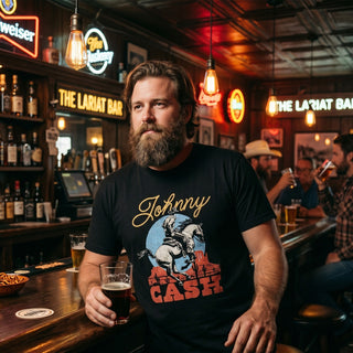 Johnny Cash Premium Carbon T-Shirt: Cowboy (Black)