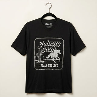 Johnny Cash Unisex Premium Carbon T-Shirt: I Walk The Line (Black)