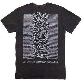 Joy Division Unisex Stone Wash T-Shirt: Pulsar Pocket Wave (Charcoal Grey) (Back Print)