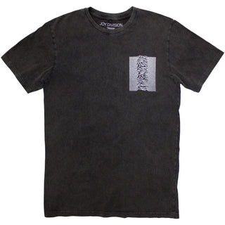 Joy Division Unisex Stone Wash T-Shirt: Pulsar Pocket Wave (Charcoal Grey) (Back Print)