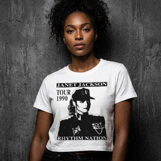 Janet Jackson Ladies Crop Top: Rhythm Nation