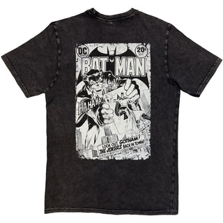 DC Comics Stone Wash T-Shirt: Joker Look Out Gotham! (Black) (Back Print)