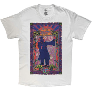 Janis Joplin T-Shirt: Paisley & Flowers Frame Border (White)