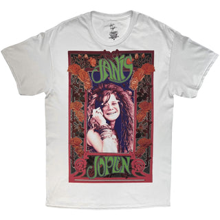 Janis Joplin T-Shirt: Rose Border (White)